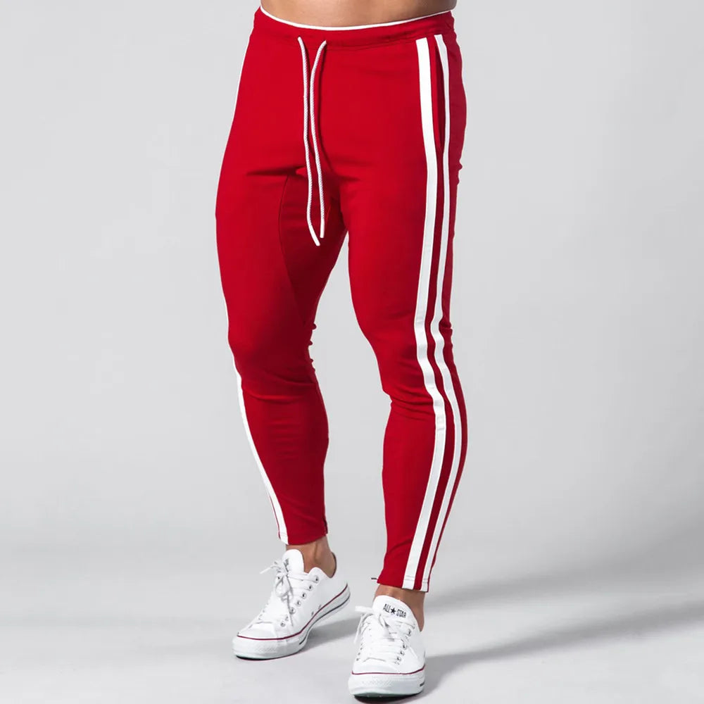 Red Casual Pants Men Cotton Slim Joggers Sweatpants Autumn Training Trousers Male Gym Fitness Bottoms Running Sports Trackpants