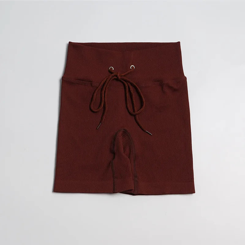 TRY TO BN Seamless Drawstring Shorts Yoga Pants Sports Women Fitness High Waisted Running Training Breathable Cycling Gym Shorts
