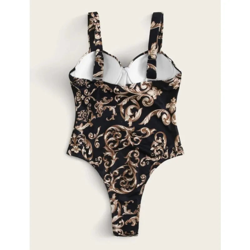 Colorful Design Print One Piece Swimsuit Closed Female Swimwear Push Up Body Women's Swim Wear Bathing Suit Beach Pool Bather
