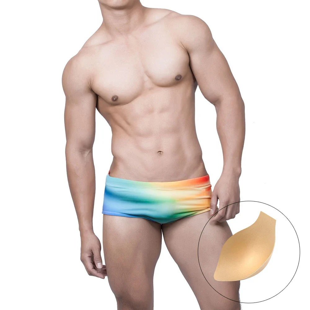 Summer Men's Swimming Trunks Low Waist Beach Board Surfing Swimwear Gradient Fashion Male Sport Quick Dry Bathing Swimsuits