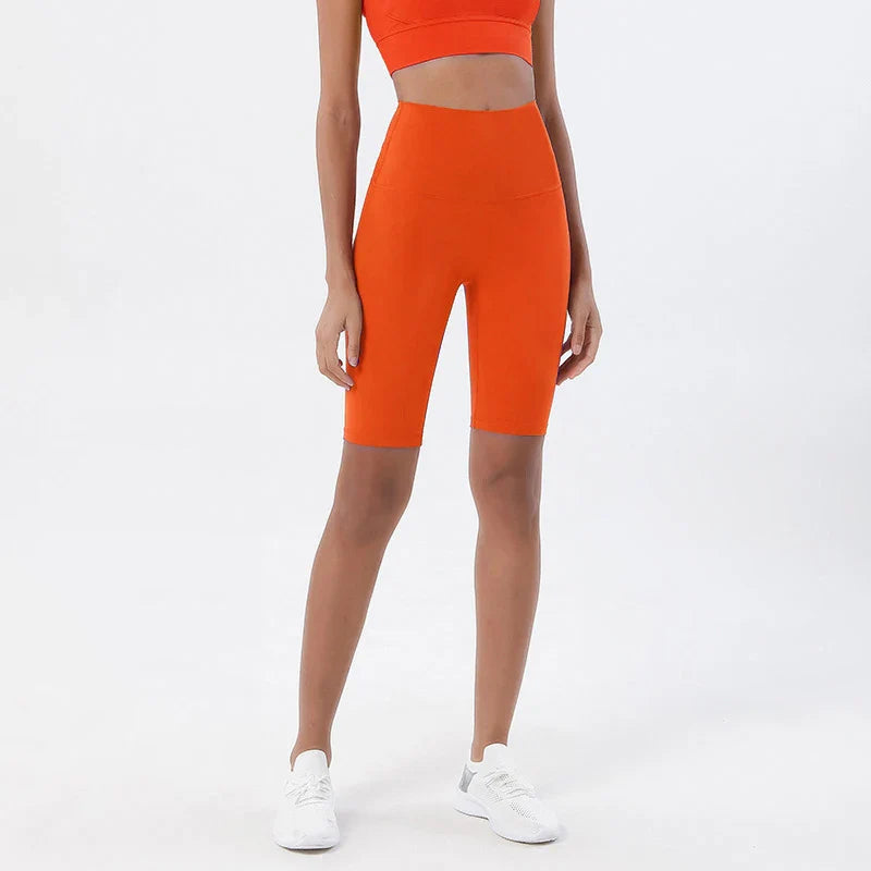 Nylon Women's Shorts Gym Yoga Cycling Shorts High Waist Elastic Breathable No T Line Fitness Womens Clothing 24 Colors