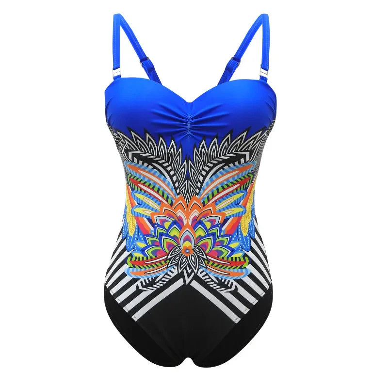 One-piece Large Size Swimwear With Push Up Women Plus Size Swimsuit Closed Body Female Bathing Suit For Pool Beach Wear
