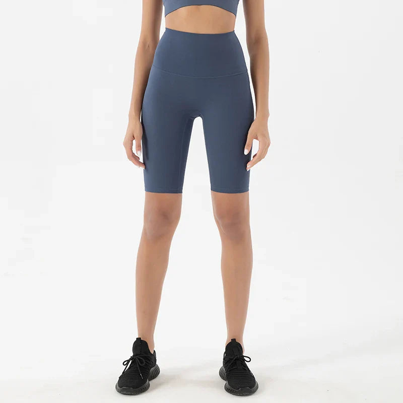 Nylon Women's Shorts Gym Yoga Cycling Shorts High Waist Elastic Breathable No T Line Fitness Womens Clothing 24 Colors