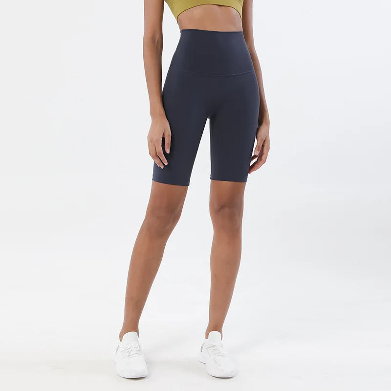 Nylon Women's Shorts Gym Yoga Cycling Shorts High Waist Elastic Breathable No T Line Fitness Womens Clothing 24 Colors