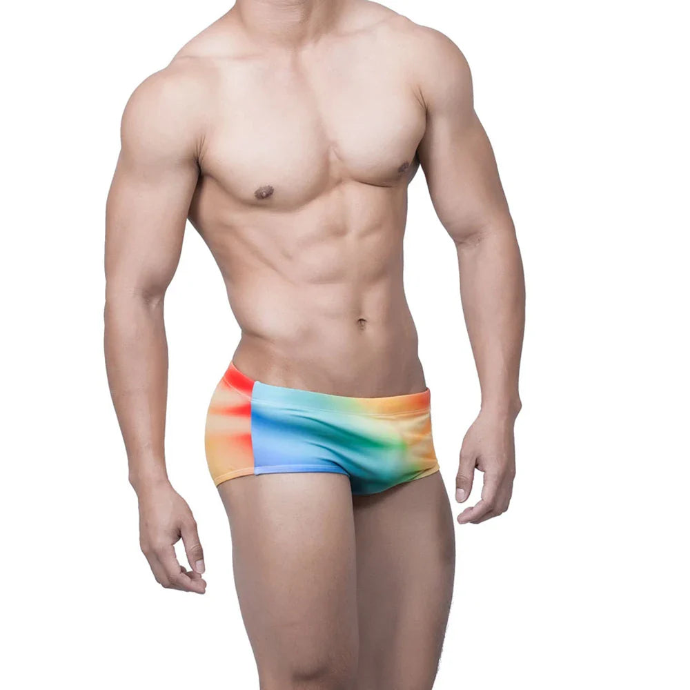 Summer Men's Swimming Trunks Low Waist Beach Board Surfing Swimwear Gradient Fashion Male Sport Quick Dry Bathing Swimsuits