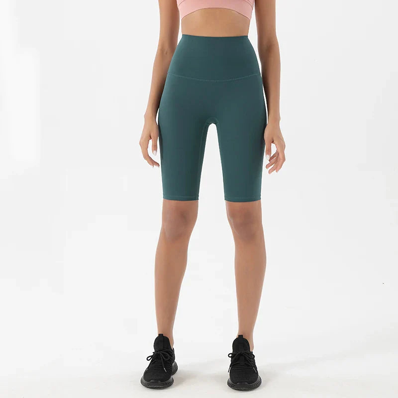 Nylon Women's Shorts Gym Yoga Cycling Shorts High Waist Elastic Breathable No T Line Fitness Womens Clothing 24 Colors