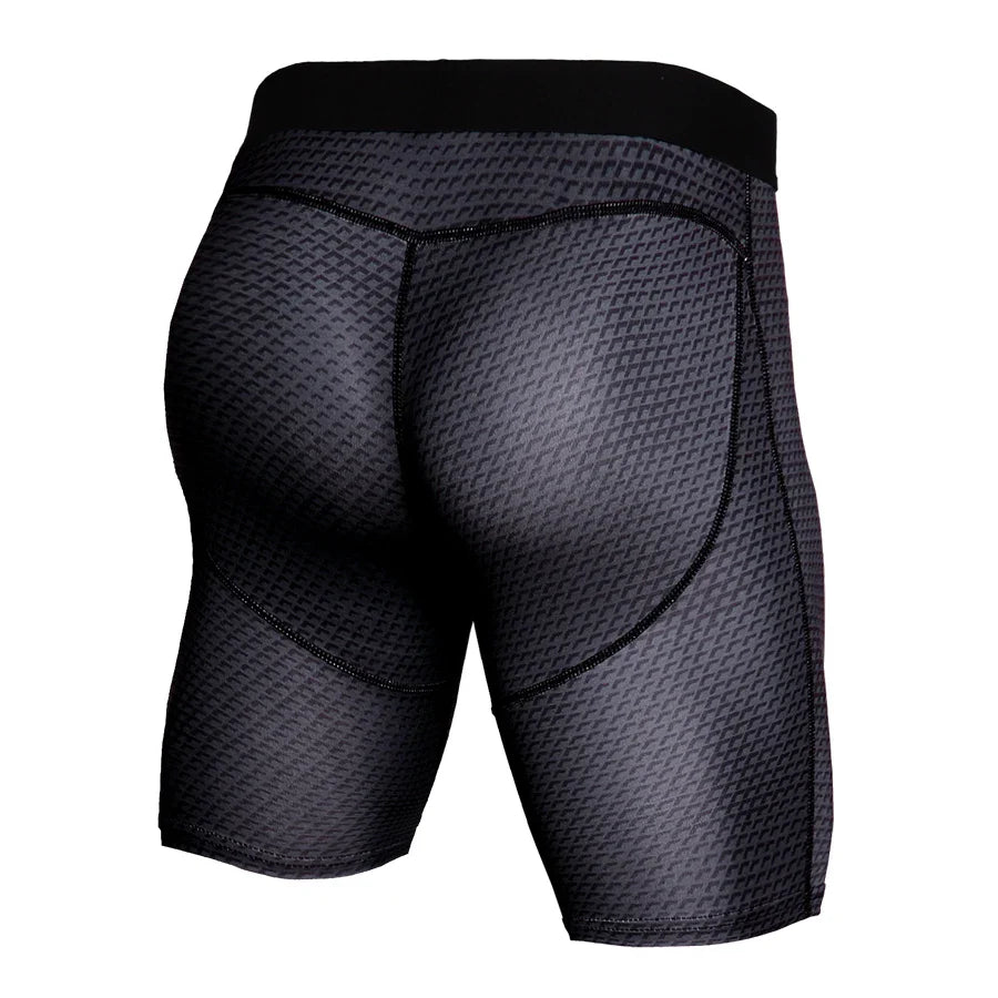 Mens Bodybuilding Fitness Tights Quick Dry Sportswear Gym Leggings MMA Workout Training Running Sports Pants Compression Shorts