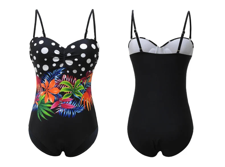 Colourful Print Floral One-piece Swimsuit Female Swimwear For Pool Beach Body Bathing Suit Women