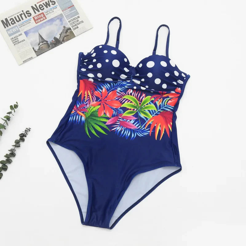 Colourful Print Floral One-piece Swimsuit Female Swimwear For Pool Beach Body Bathing Suit Women