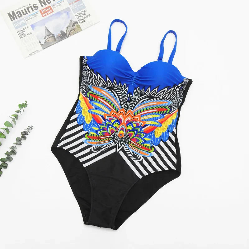 Colourful Print Floral One-piece Swimsuit Female Swimwear For Pool Beach Body Bathing Suit Women