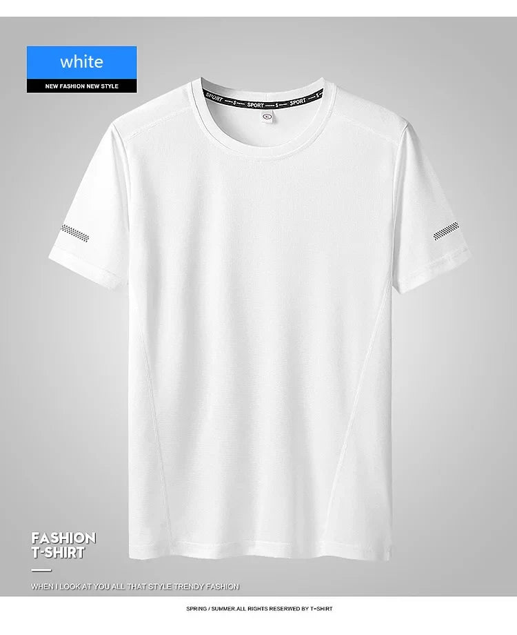 Men's Quick-Drying T-shirt, Extra Large Half-Sleeve TShirt , Loose Fitness Casual T shirt, XL-9XL, 90-150kg