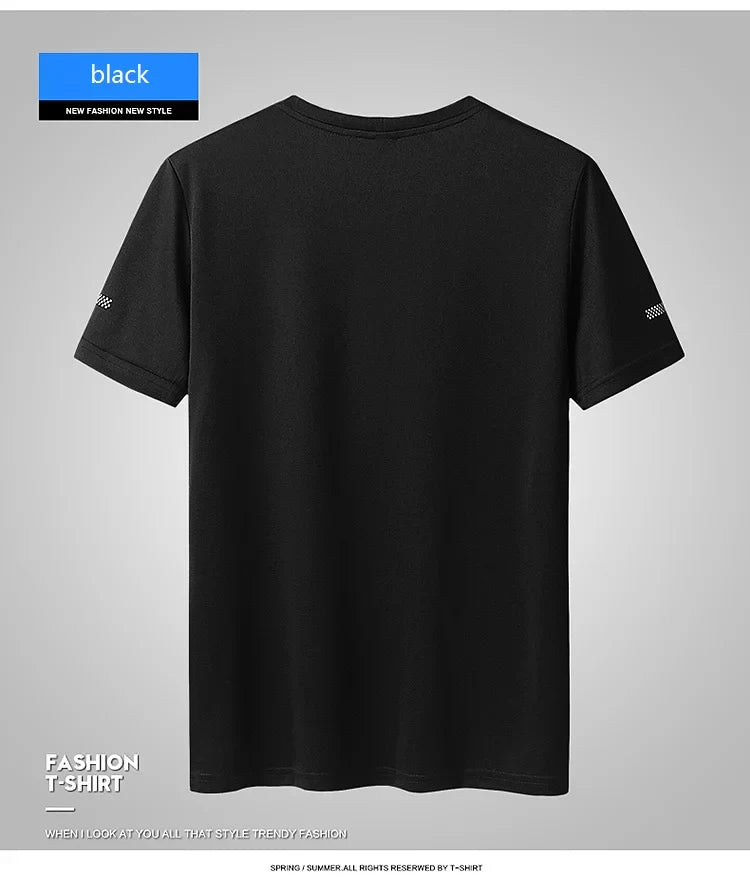 Men's Quick-Drying T-shirt, Extra Large Half-Sleeve TShirt , Loose Fitness Casual T shirt, XL-9XL, 90-150kg