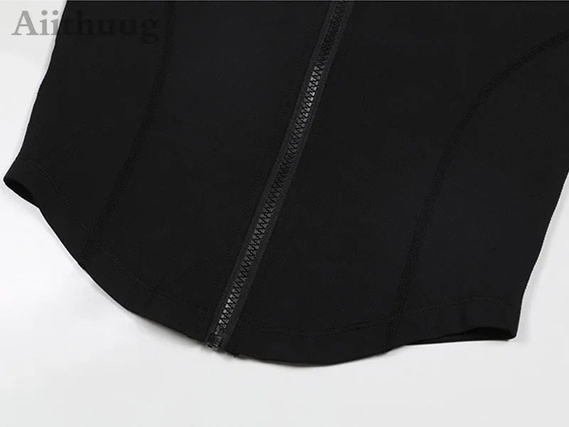 Aiithuug Athletic Zip Up Sweat Vest Jacket Sleeveless Running Yoga Tops High Neck Shirts Sports Top Fitness Women Workout Tops