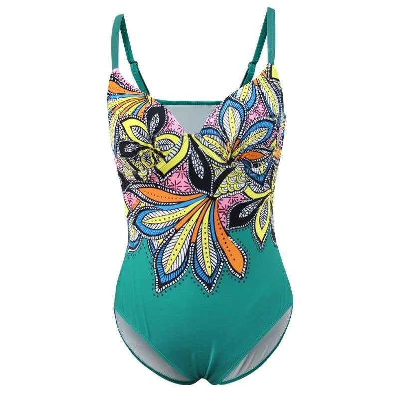 Floral Large Size Swimwear With Push Up Plus Size One-piece Female Swimsuit Closed Body Bathing Suits Women Swim Beach Pool
