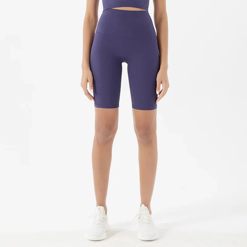 Nylon Women's Shorts Gym Yoga Cycling Shorts High Waist Elastic Breathable No T Line Fitness Womens Clothing 24 Colors