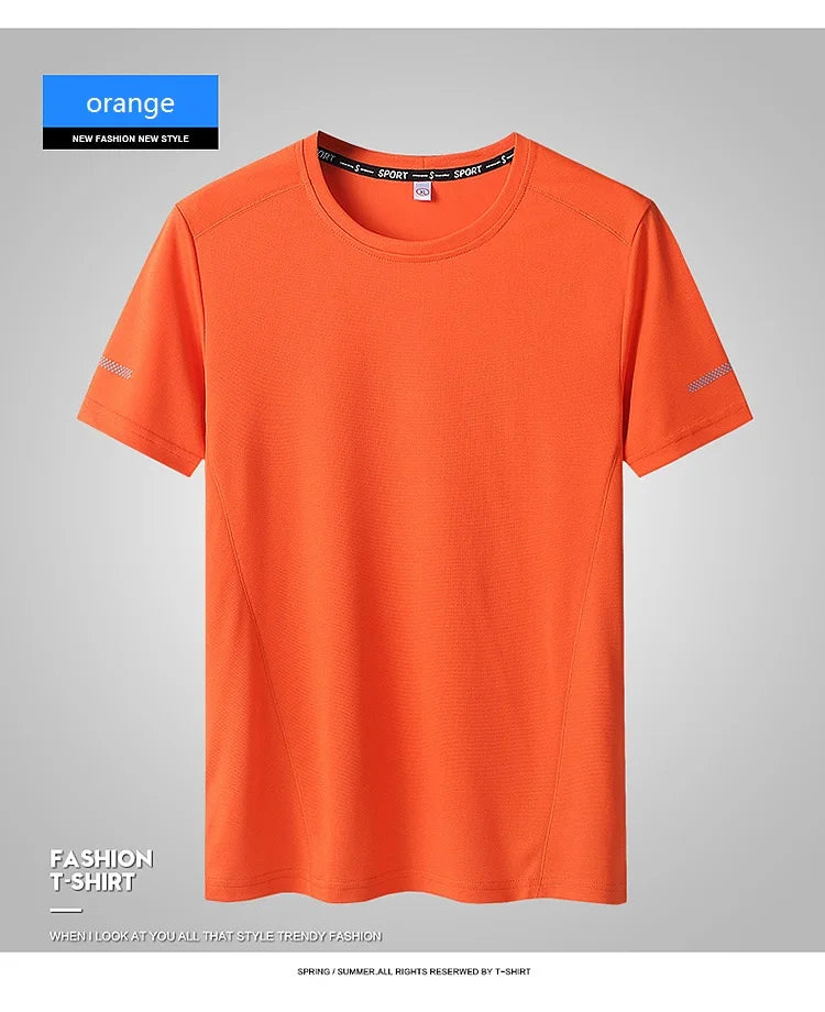 Men's Quick-Drying T-shirt, Extra Large Half-Sleeve TShirt , Loose Fitness Casual T shirt, XL-9XL, 90-150kg