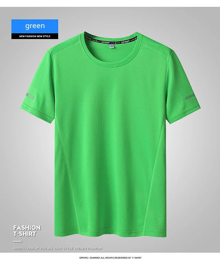 Men's Quick-Drying T-shirt, Extra Large Half-Sleeve TShirt , Loose Fitness Casual T shirt, XL-9XL, 90-150kg