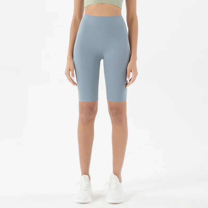 Nylon Women's Shorts Gym Yoga Cycling Shorts High Waist Elastic Breathable No T Line Fitness Womens Clothing 24 Colors