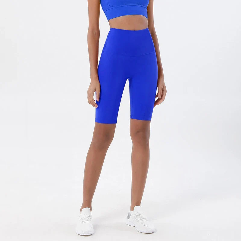 Nylon Women's Shorts Gym Yoga Cycling Shorts High Waist Elastic Breathable No T Line Fitness Womens Clothing 24 Colors