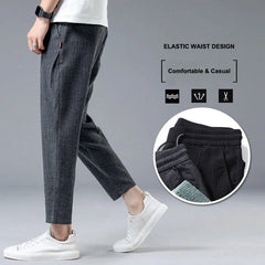 Ice Silk Linen Man Sport Pants Casual Wide Summer Sweatpants Male Drawstring Spring Autumn Lightweight Halking Harem Trousers