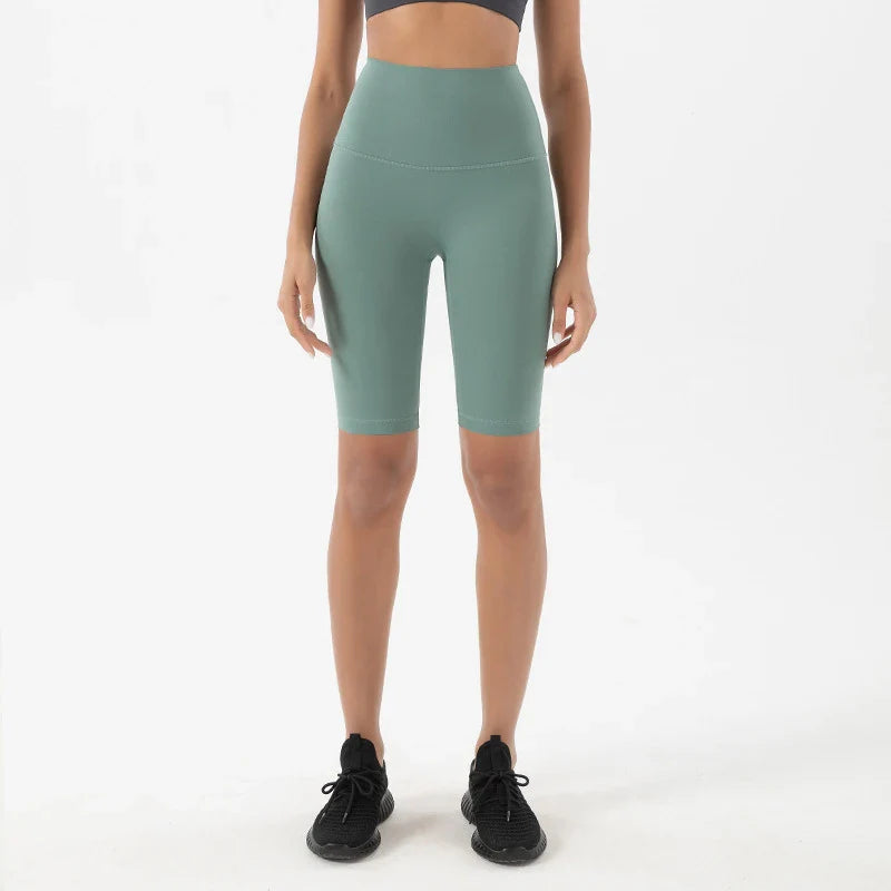 Nylon Women's Shorts Gym Yoga Cycling Shorts High Waist Elastic Breathable No T Line Fitness Womens Clothing 24 Colors