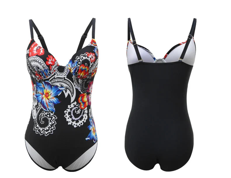Colourful Print Floral One-piece Swimsuit Female Swimwear For Pool Beach Body Bathing Suit Women