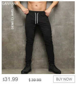 GANYANR Brand Running Pants Men Winter Fitness Crossfit Training Sports Jogger Long Trousers Athletic Loose Jogging Gym Training