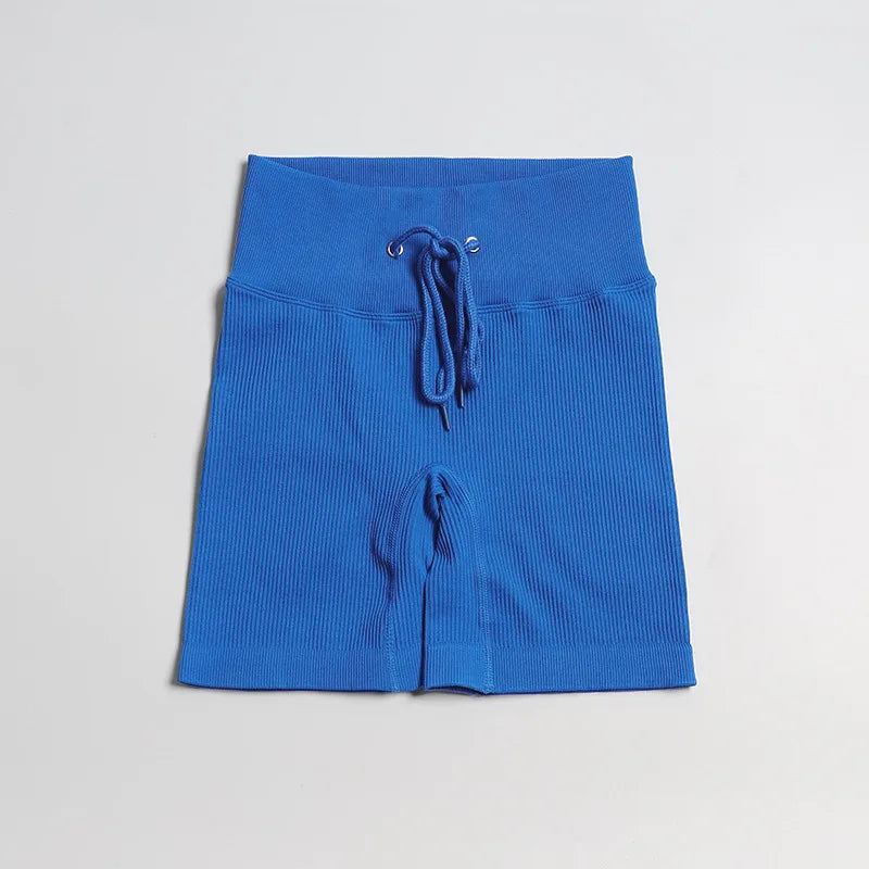 TRY TO BN Seamless Drawstring Shorts Yoga Pants Sports Women Fitness High Waisted Running Training Breathable Cycling Gym Shorts