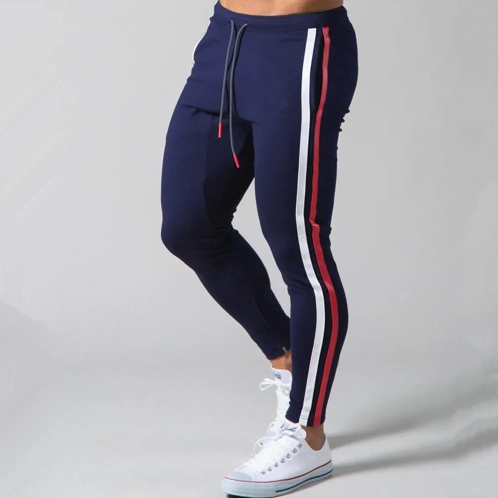 Red Casual Pants Men Cotton Slim Joggers Sweatpants Autumn Training Trousers Male Gym Fitness Bottoms Running Sports Trackpants