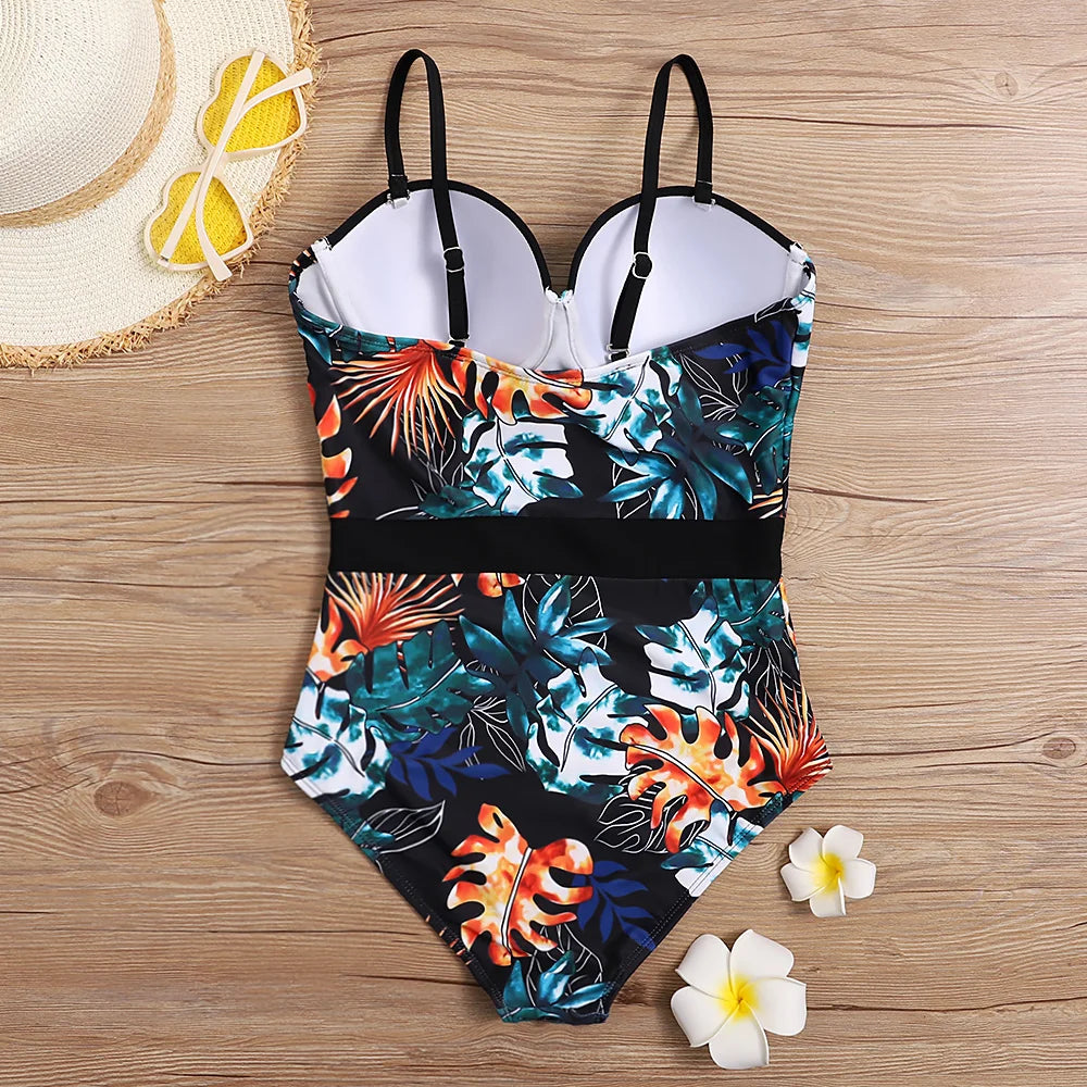 Colorful Design Print One Piece Swimsuit Closed Female Swimwear Push Up Body Women's Swim Wear Bathing Suit Beach Pool Bather