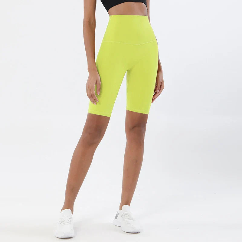 Nylon Women's Shorts Gym Yoga Cycling Shorts High Waist Elastic Breathable No T Line Fitness Womens Clothing 24 Colors