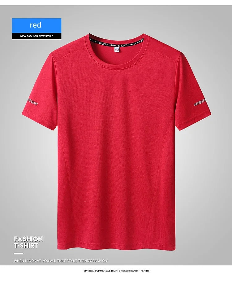 Men's Quick-Drying T-shirt, Extra Large Half-Sleeve TShirt , Loose Fitness Casual T shirt, XL-9XL, 90-150kg