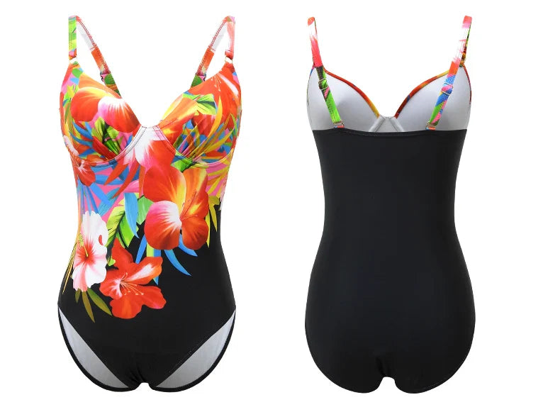 Colourful Print Floral One-piece Swimsuit Female Swimwear For Pool Beach Body Bathing Suit Women