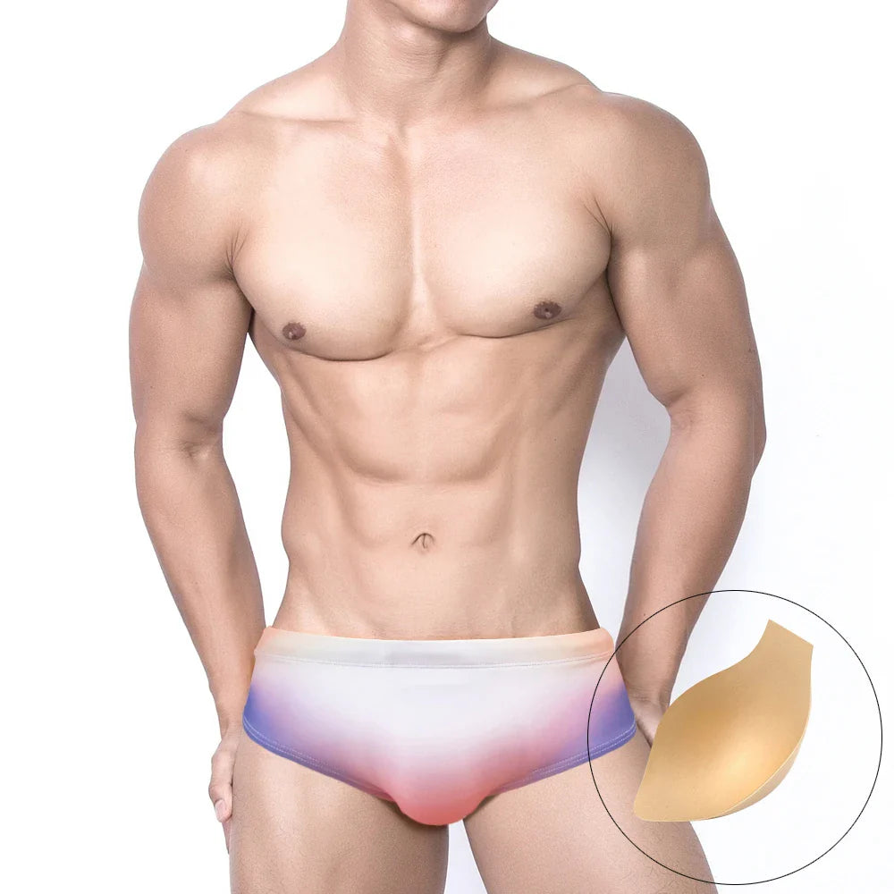 Summer Men's Swimming Trunks Low Waist Beach Board Surfing Swimwear Gradient Fashion Male Sport Quick Dry Bathing Swimsuits