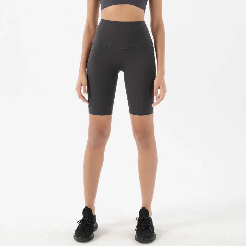 Nylon Women's Shorts Gym Yoga Cycling Shorts High Waist Elastic Breathable No T Line Fitness Womens Clothing 24 Colors