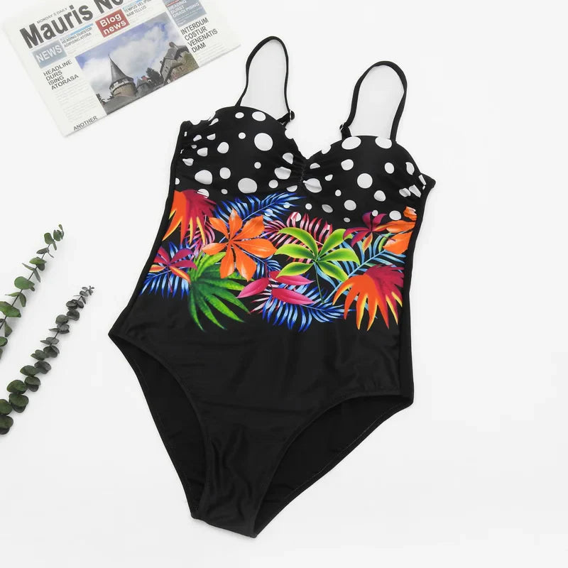 Colourful Print Floral One-piece Swimsuit Female Swimwear For Pool Beach Body Bathing Suit Women