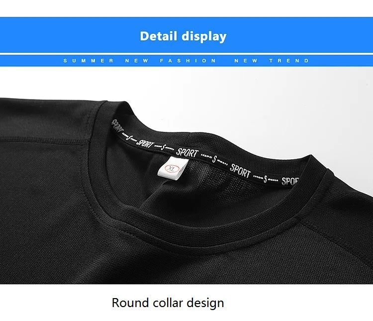 Men's Quick-Drying T-shirt, Extra Large Half-Sleeve TShirt , Loose Fitness Casual T shirt, XL-9XL, 90-150kg
