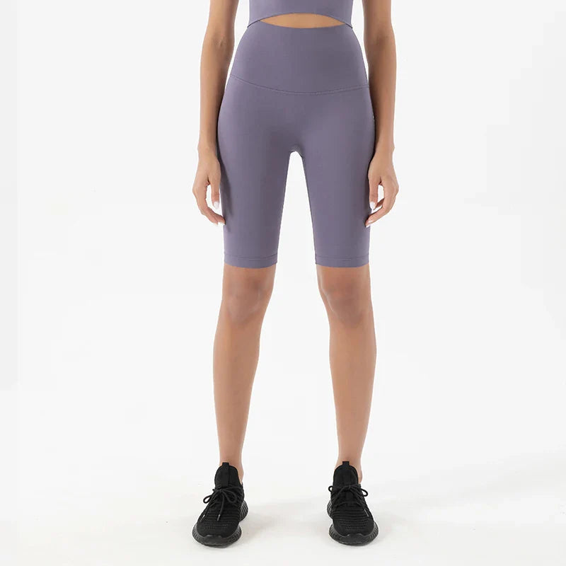 Nylon Women's Shorts Gym Yoga Cycling Shorts High Waist Elastic Breathable No T Line Fitness Womens Clothing 24 Colors