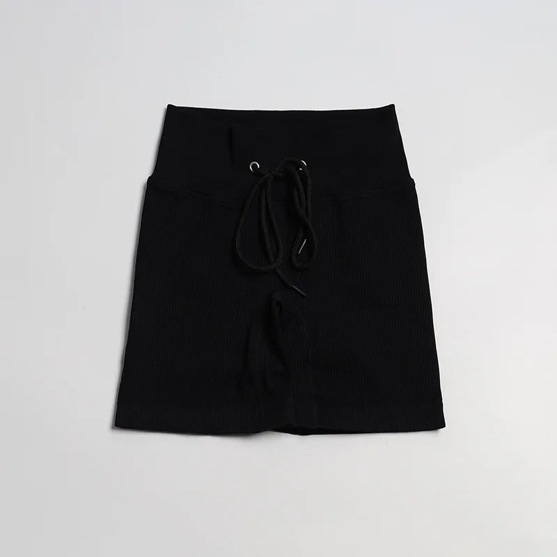 TRY TO BN Seamless Drawstring Shorts Yoga Pants Sports Women Fitness High Waisted Running Training Breathable Cycling Gym Shorts