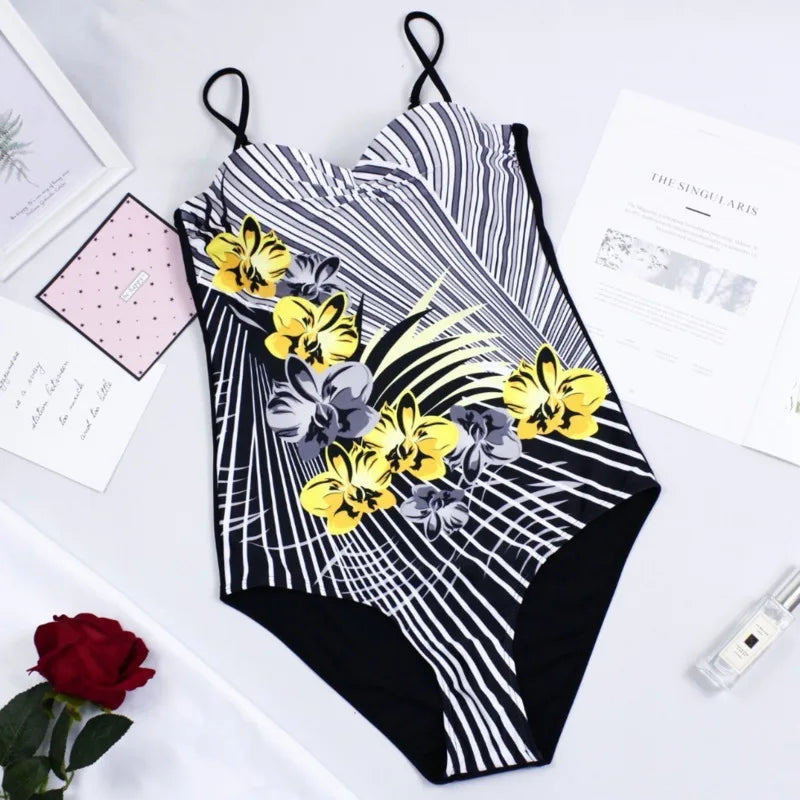 Colourful Print Floral One-piece Swimsuit Female Swimwear For Pool Beach Body Bathing Suit Women