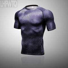 Men Running Shirt Compression Quick Dry Breathable Gym Shirt Elastic Sweat Sport Shirt Fitness Men Clothing Rashguard Male Tops