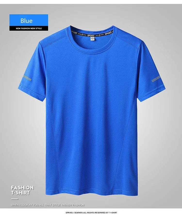 Men's Quick-Drying T-shirt, Extra Large Half-Sleeve TShirt , Loose Fitness Casual T shirt, XL-9XL, 90-150kg