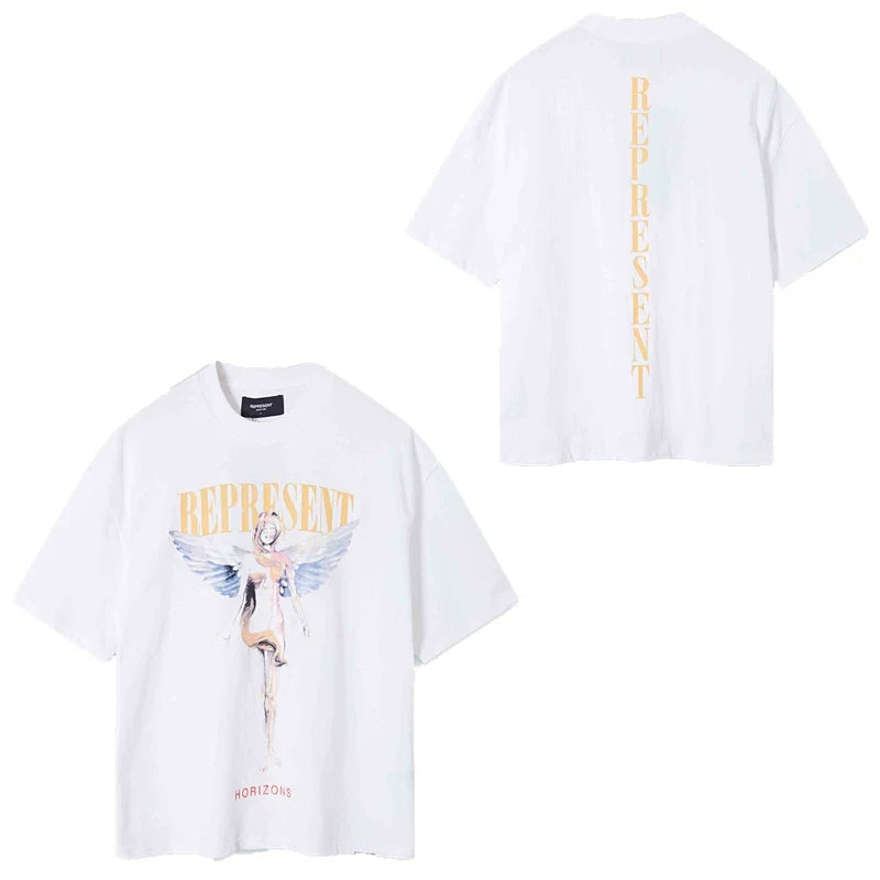 Represent Angel & Vertical Logo Graphic T-Shirt - White
