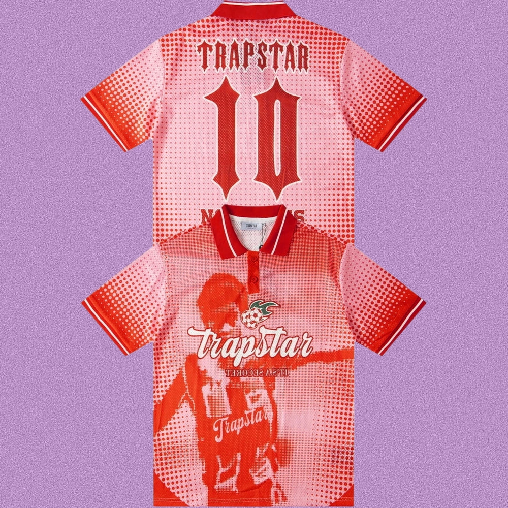 Trapstar Halftone Graphic Polo Jersey - Red/White