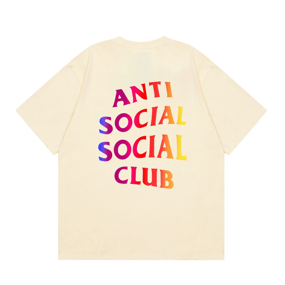 Anti Social Social Club Gradient Rainbow Logo T-Shirt - Cream