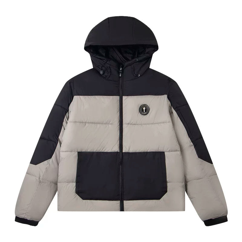 Trapstar Colorblock Hooded Puffer Jacket - Khaki/Black