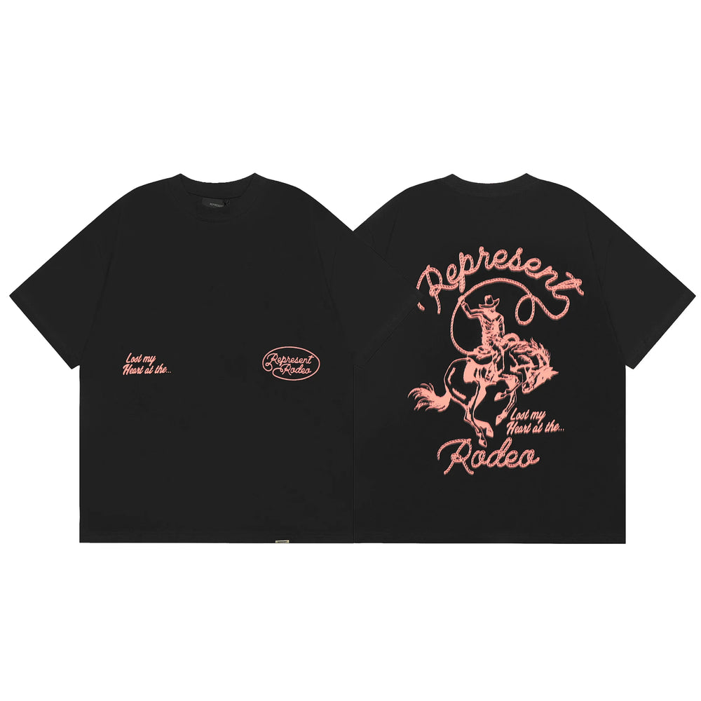 Represent Rodeo Cowboy Graphic T-Shirt - Black/Pink