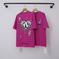 Chrome Hearts Barbed Wire & Geometric Ball Graphic Short Sleeve T-Shirt (Magenta)