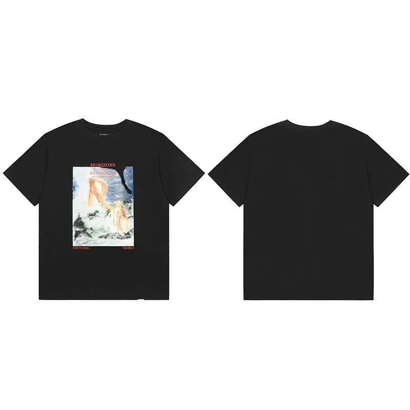 Represent Vintage Oil Painting Graphic T-Shirt - Black