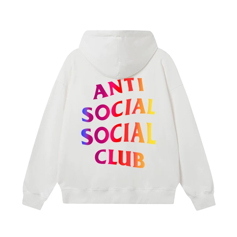 Anti Social Social Club Gradient Rainbow Logo Hoodie - White